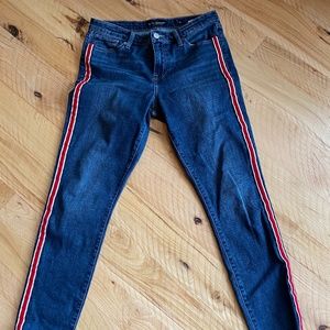 Lucky Brand Ava Skinny red velvet varsity stripe jeans